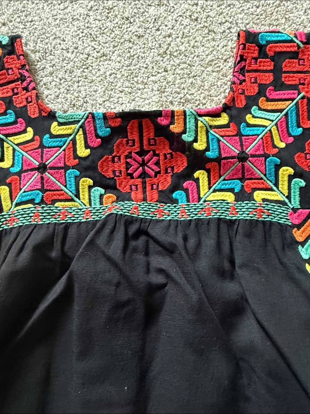 Embroidered Black J Marie Oaxaca shift dress small - Picture 5 of 5